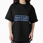 "With Great Power Comes Great Responsibilty" Inspirational Quote Blue Triangular Mosaic Design