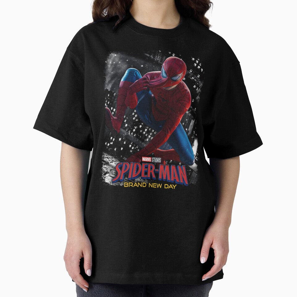 Masked Web Hero City Night Comic Style Acid Wash