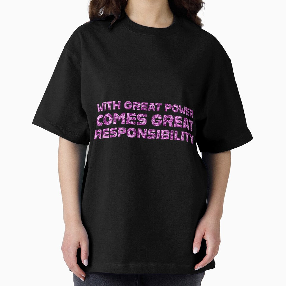 "With Great Power Comes Great Responsibilty" Inspirational Quote Pink Triangular Mosaic Design