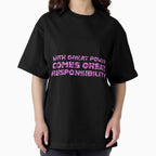 "With Great Power Comes Great Responsibilty" Inspirational Quote Pink Triangular Mosaic Design