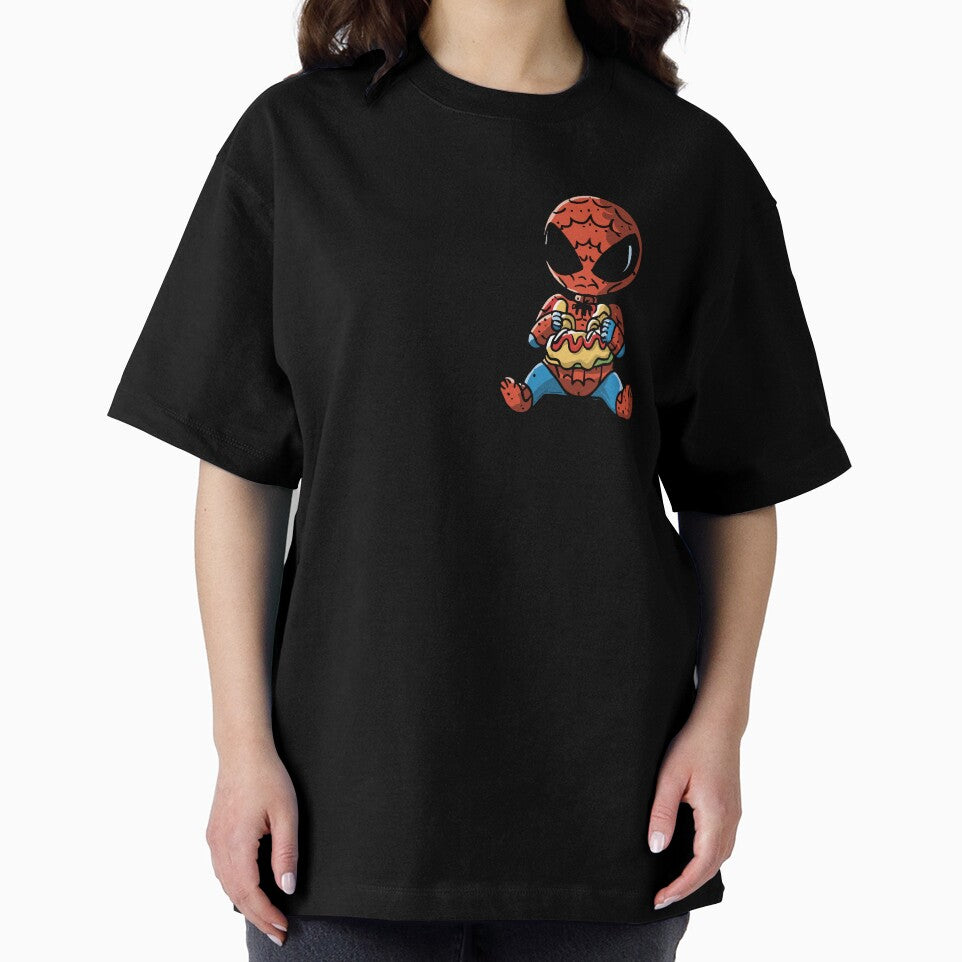 Baby Spider Spidey Munching a Hotdog - Trendy Hilarious Comic Spider Art Eating Food Meme Cartoon Costume