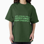 "With Great Power Comes Great Responsibilty" Inspirational Quote Green Triangular Mosaic Design