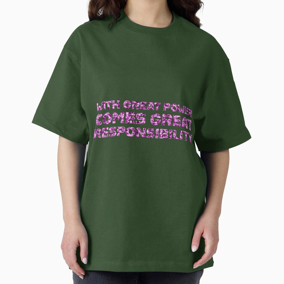 "With Great Power Comes Great Responsibilty" Inspirational Quote Pink Triangular Mosaic Design
