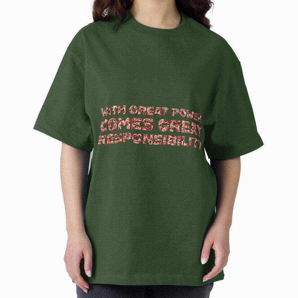 "With Great Power Comes Great Responsibilty" Inspirational Quote Red Triangular Mosaic Design