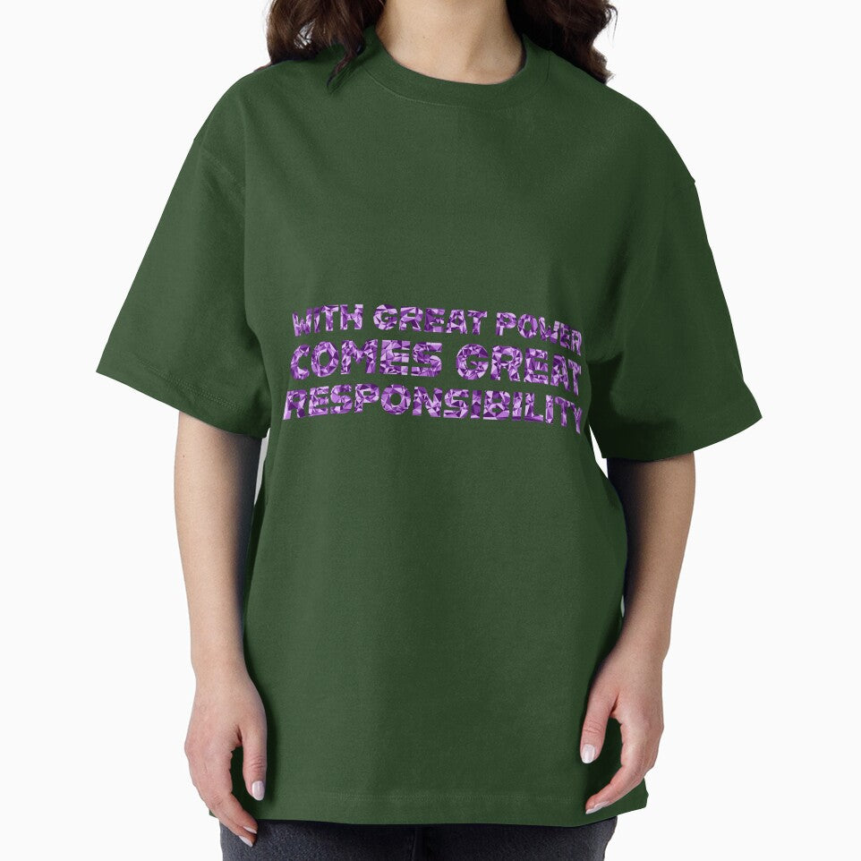 "With Great Power Comes Great Responsibilty" Inspirational Quote Purple Triangular Mosaic Design