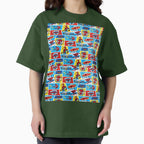 A Fun and Colorful Pattern Featuring Iconic Superheroe Spiderman and Action Phrases in Bright Comic Book Style