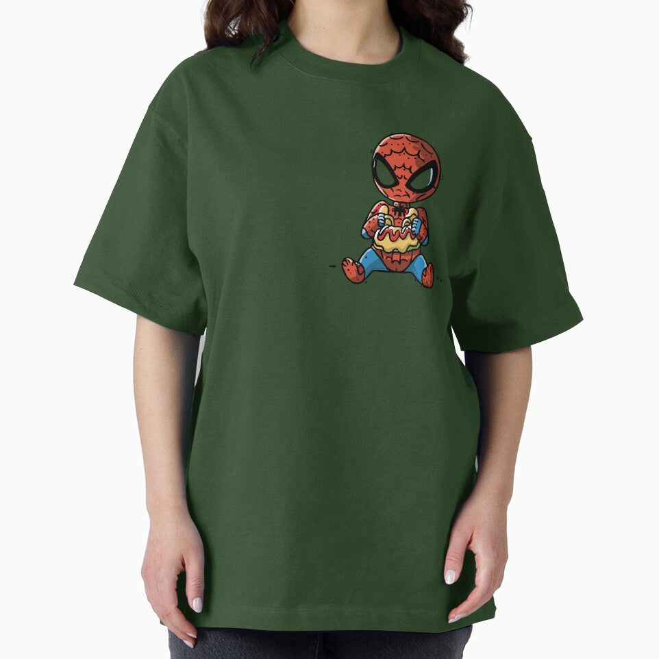 Baby Spider Spidey Munching a Hotdog - Trendy Hilarious Comic Spider Art Eating Food Meme Cartoon Costume