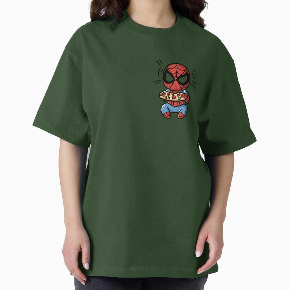 Baby Spidey Munching Pizza - Trendy Hilarious Comic Spider Art Eating Food Meme Cartoon Costume