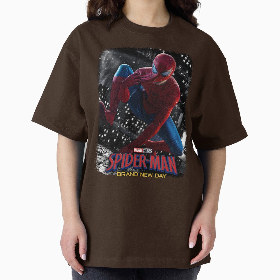 Masked Web Hero City Night Comic Style Acid Wash