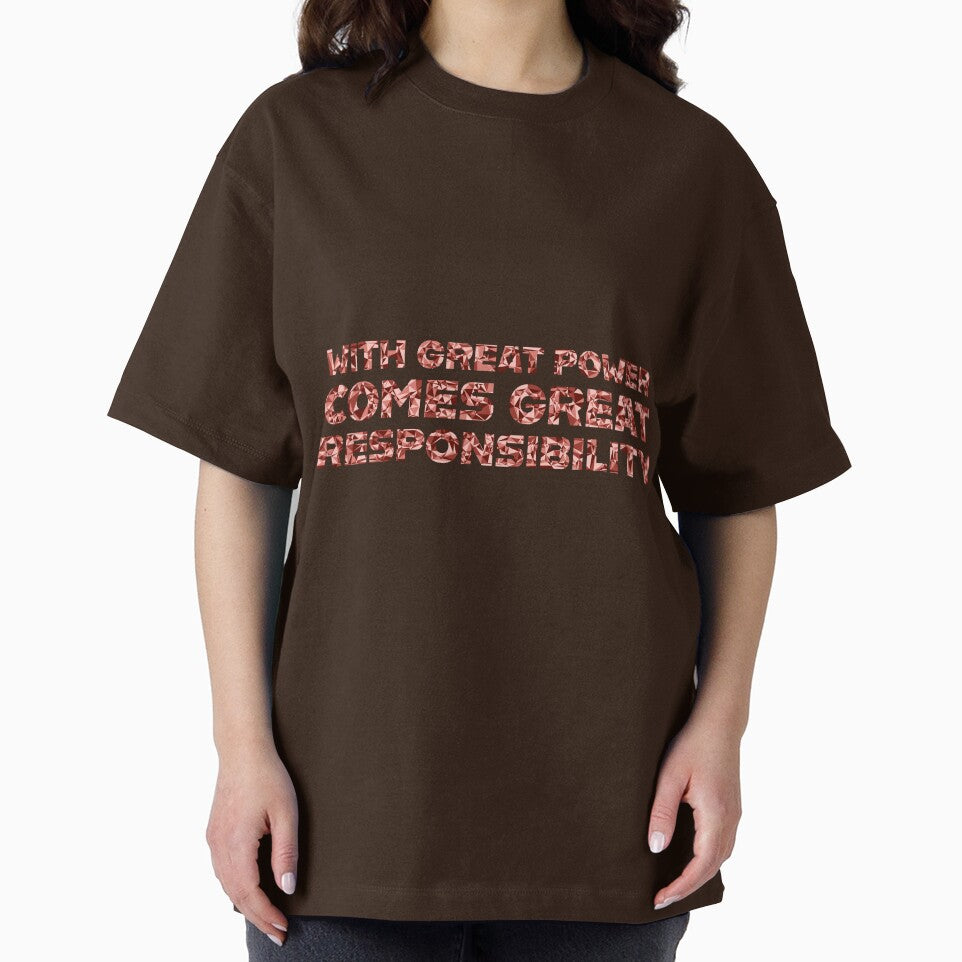 "With Great Power Comes Great Responsibilty" Inspirational Quote Red Triangular Mosaic Design