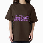 "With Great Power Comes Great Responsibilty" Inspirational Quote Purple Triangular Mosaic Design