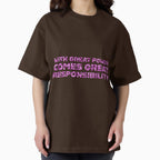 "With Great Power Comes Great Responsibilty" Inspirational Quote Pink Triangular Mosaic Design