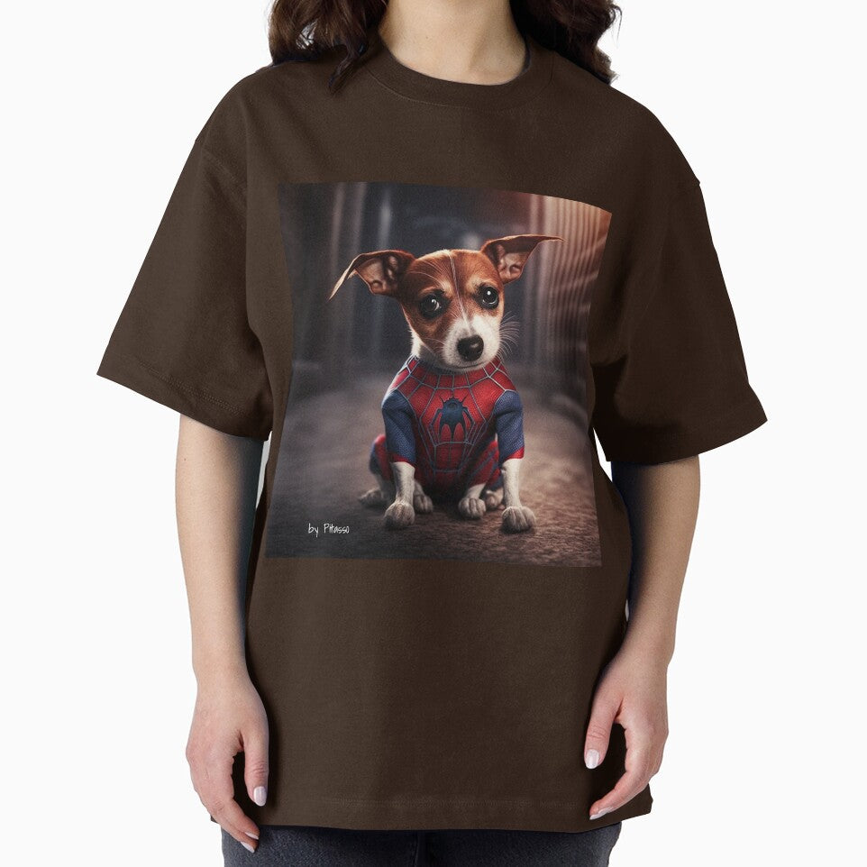 Cute dog wearing a spiderman costume - Jack Russel Terrier spiderman