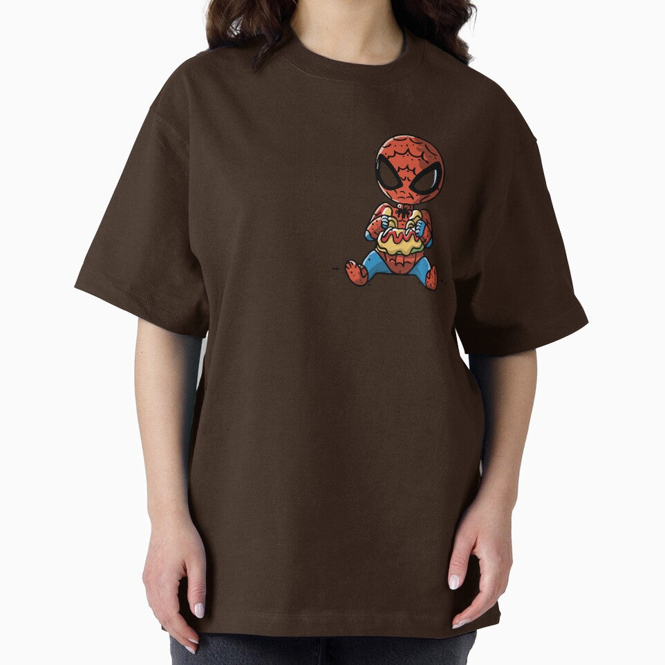 Baby Spider Spidey Munching a Hotdog - Trendy Hilarious Comic Spider Art Eating Food Meme Cartoon Costume