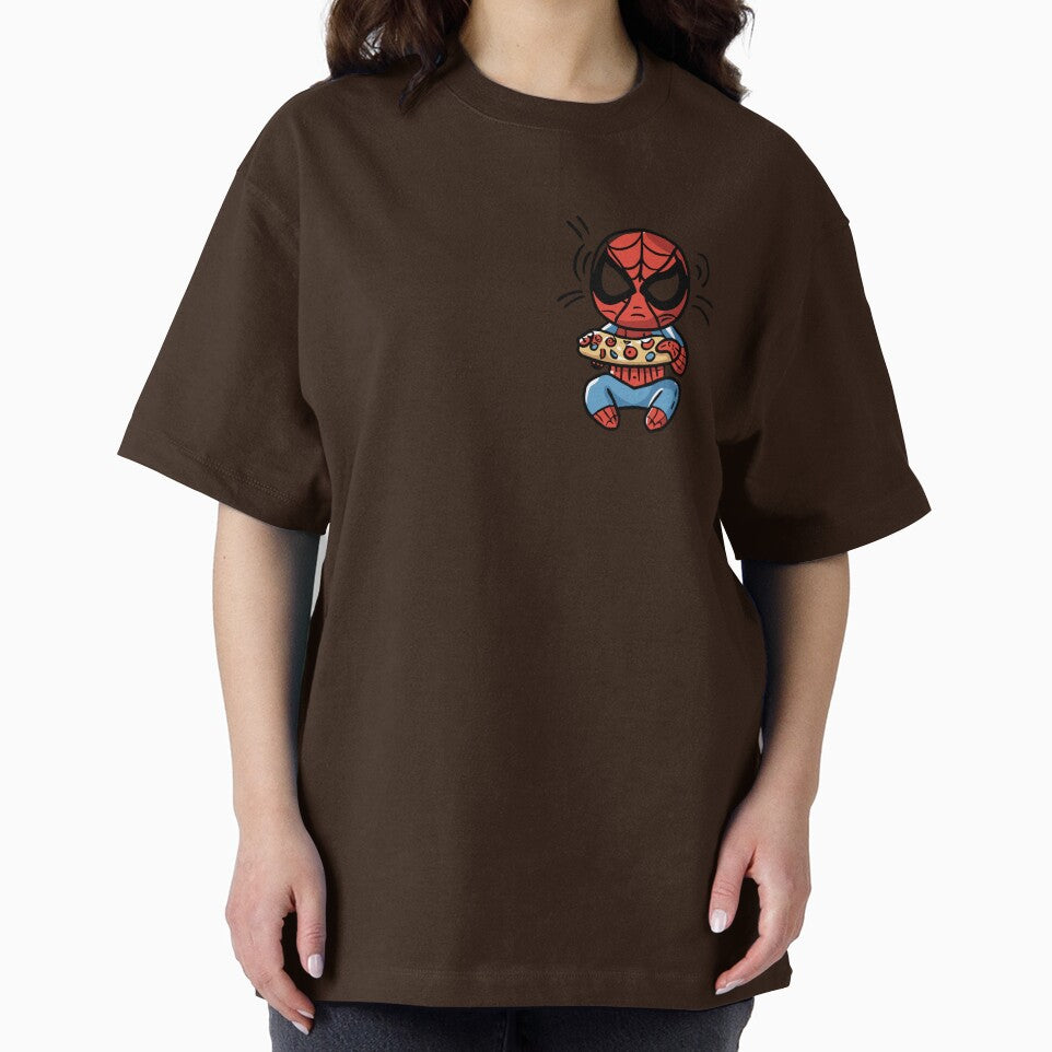 Baby Spidey Munching Pizza - Trendy Hilarious Comic Spider Art Eating Food Meme Cartoon Costume