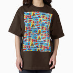 A Fun and Colorful Pattern Featuring Iconic Superheroe Spiderman and Action Phrases in Bright Comic Book Style