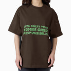 "With Great Power Comes Great Responsibilty" Inspirational Quote Green Triangular Mosaic Design