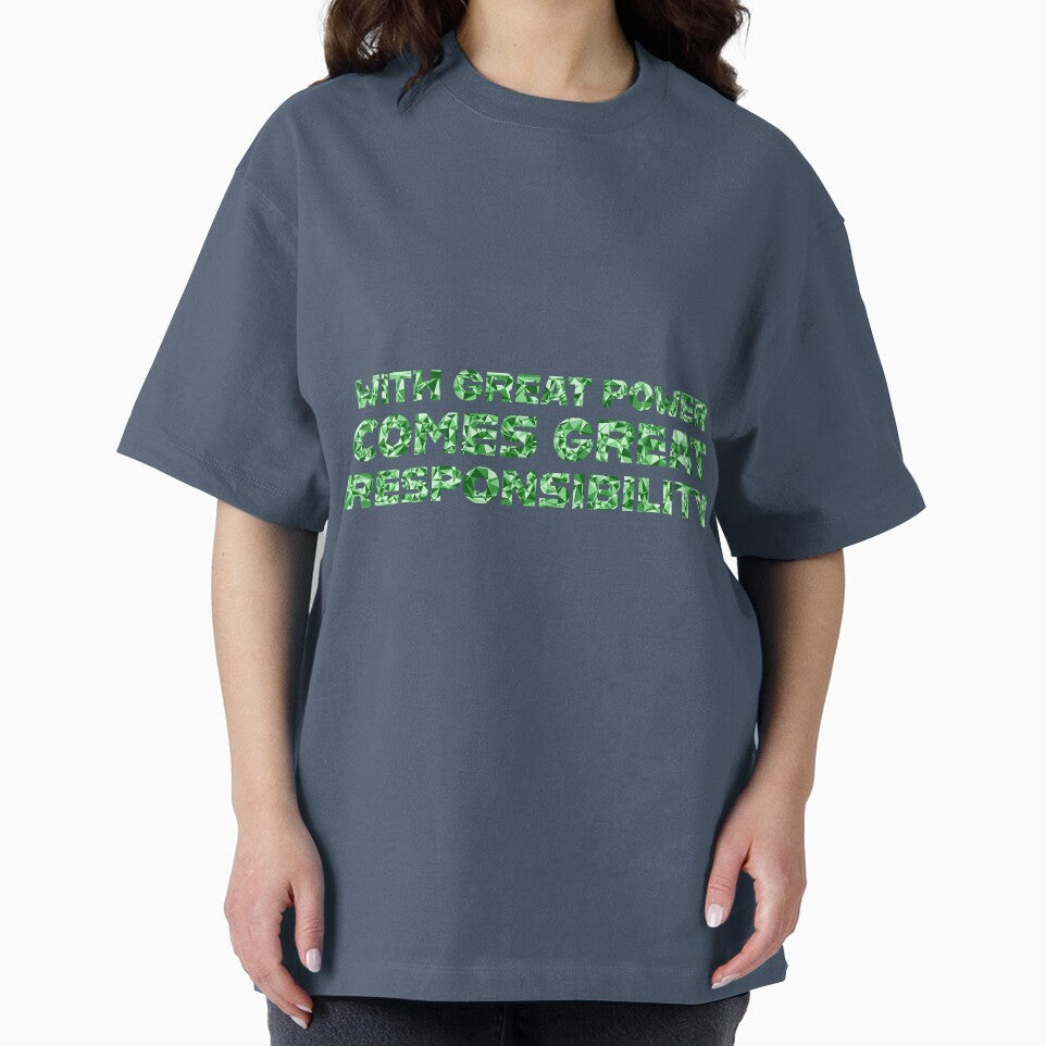 "With Great Power Comes Great Responsibilty" Inspirational Quote Green Triangular Mosaic Design