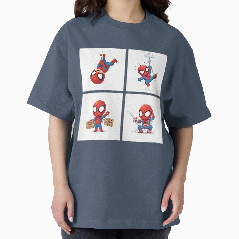 Cute Web Hero Motivational Set | Hang In There Cartoon Superhero | Funny Chibi Character Bundle