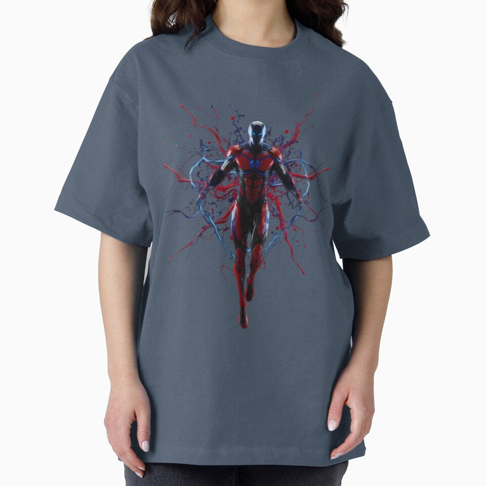 Red and Blue Energy Burst Armored Warrior