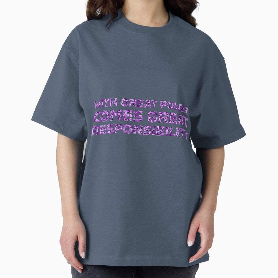 "With Great Power Comes Great Responsibilty" Inspirational Quote Purple Triangular Mosaic Design