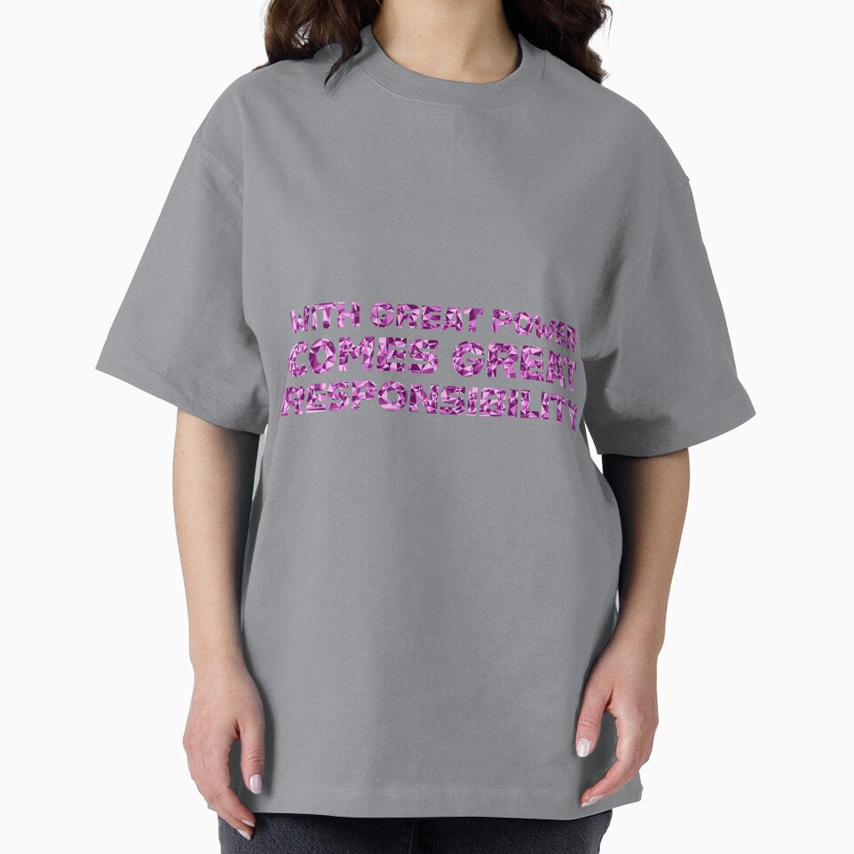 "With Great Power Comes Great Responsibilty" Inspirational Quote Pink Triangular Mosaic Design
