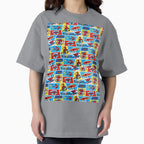 A Fun and Colorful Pattern Featuring Iconic Superheroe Spiderman and Action Phrases in Bright Comic Book Style
