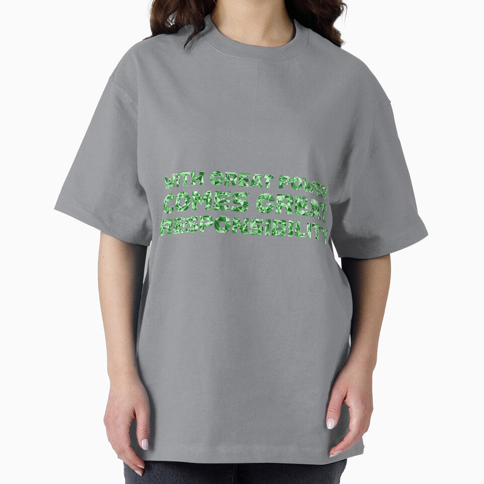"With Great Power Comes Great Responsibilty" Inspirational Quote Green Triangular Mosaic Design