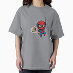 Cute Chibi Spider-Man Holding a Pink Tulip Bouquet