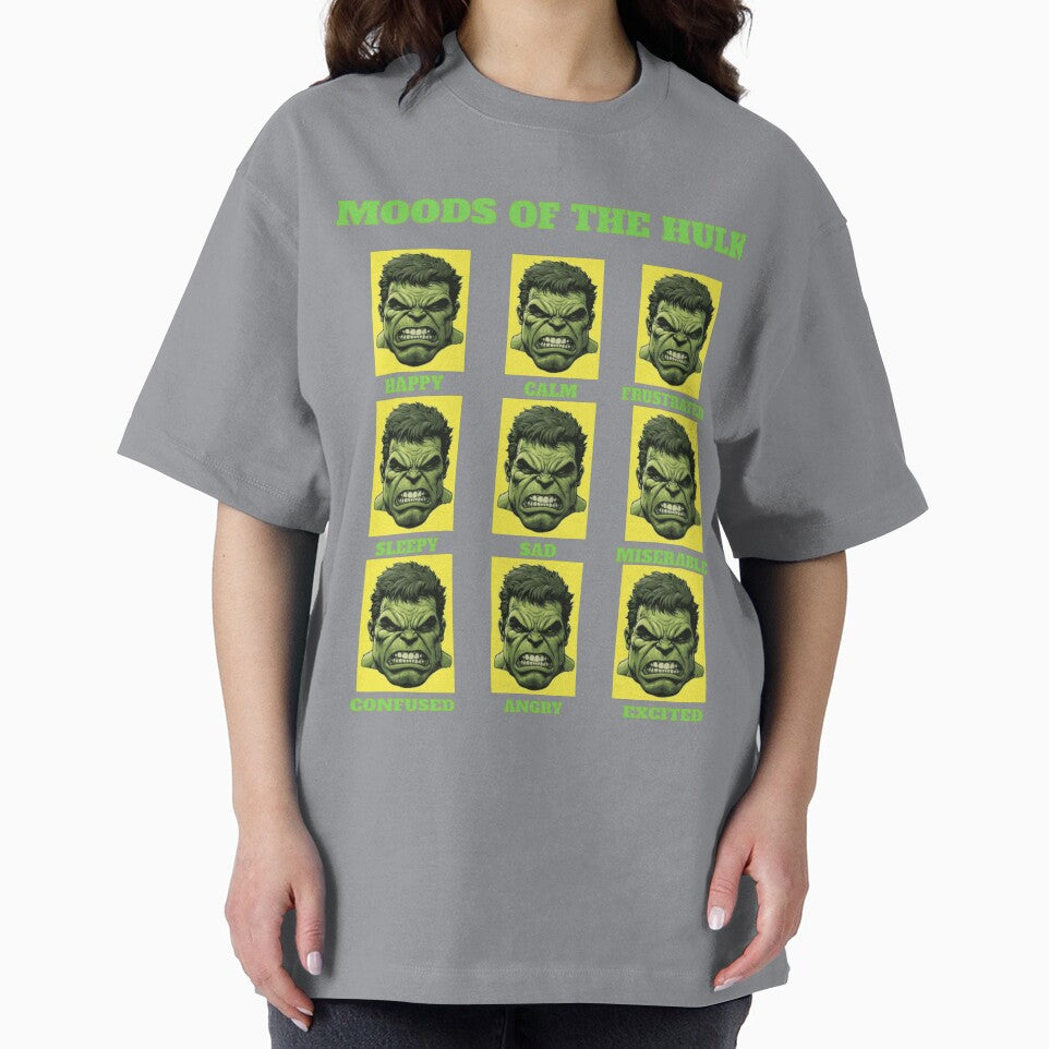 The Many Moods of the Hulk Funny Angry Superhero Mood Chart Parody Shirt
