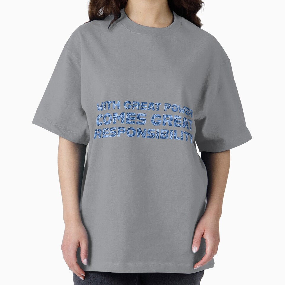 "With Great Power Comes Great Responsibilty" Inspirational Quote Blue Triangular Mosaic Design