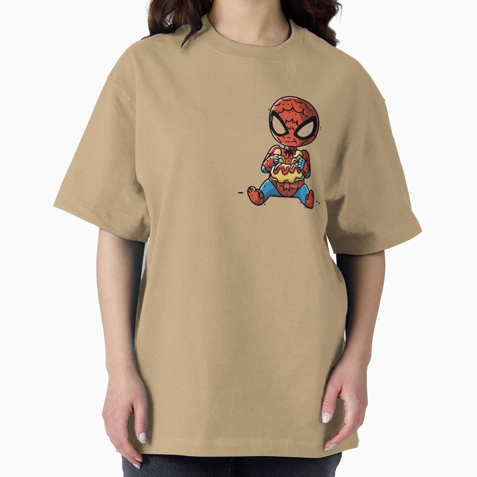 Baby Spider Spidey Munching a Hotdog - Trendy Hilarious Comic Spider Art Eating Food Meme Cartoon Costume