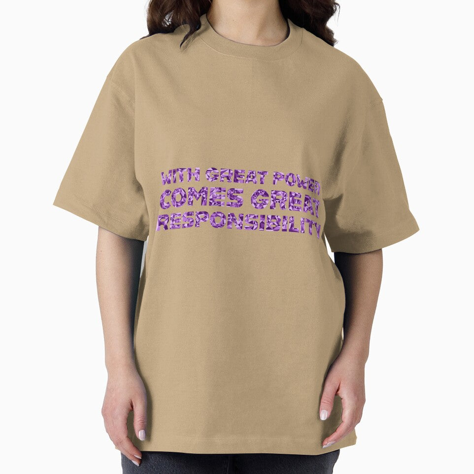 "With Great Power Comes Great Responsibilty" Inspirational Quote Purple Triangular Mosaic Design