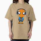 Cute Orange Superhero DJ Mascot Sticker | Chibi Music Lover Cartoon Character