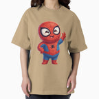 Cute Web Hero Waving | Kawaii Superhero Cartoon | Kids Friendly Character Sticker & Tee Design