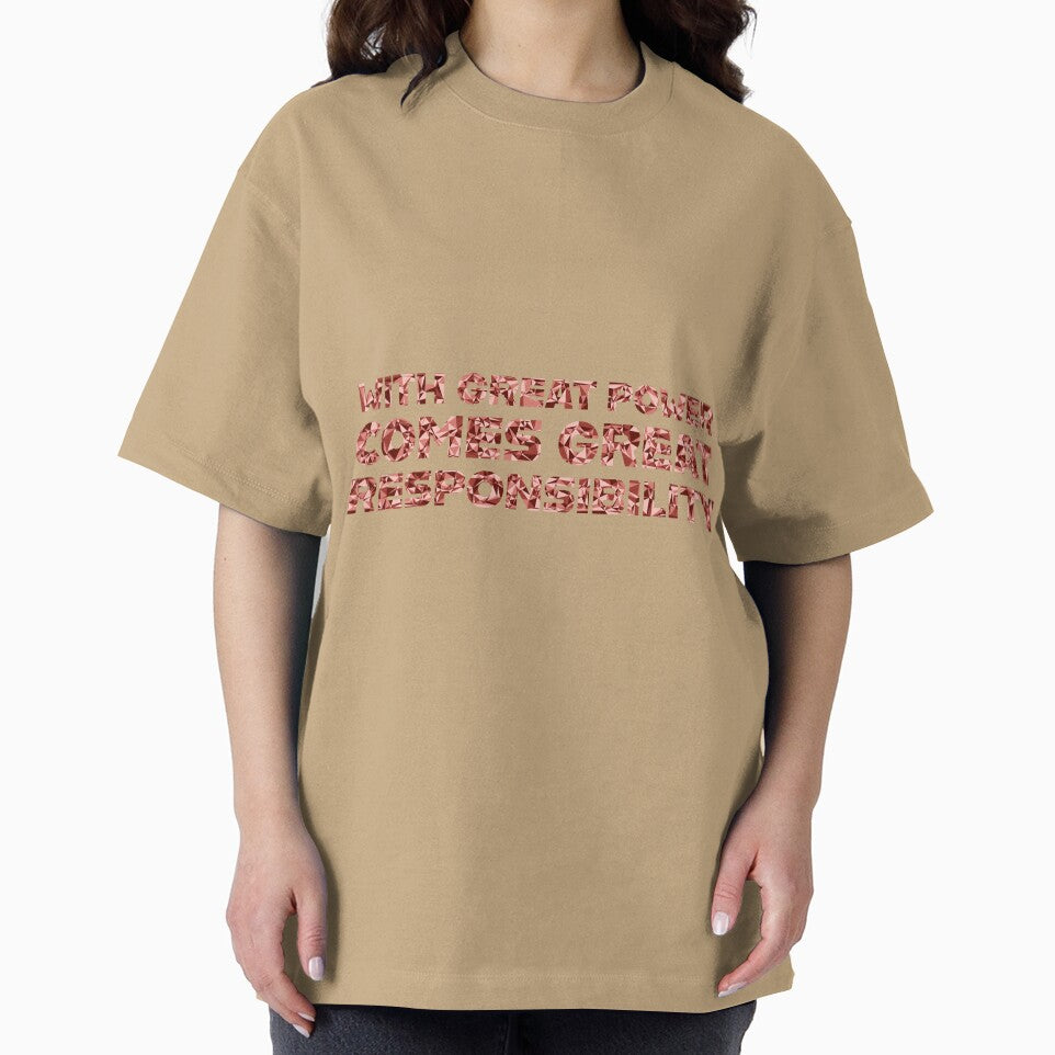 "With Great Power Comes Great Responsibilty" Inspirational Quote Red Triangular Mosaic Design