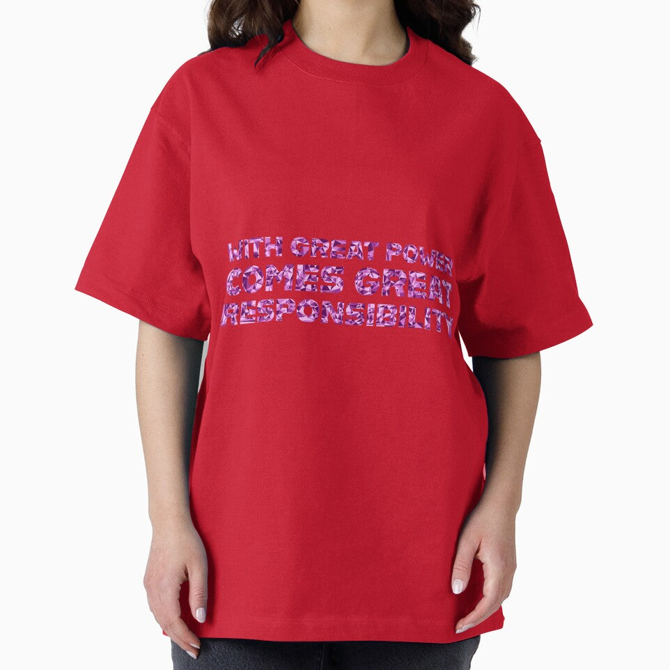 "With Great Power Comes Great Responsibilty" Inspirational Quote Pink Triangular Mosaic Design