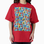 A Fun and Colorful Pattern Featuring Iconic Superheroe Spiderman and Action Phrases in Bright Comic Book Style