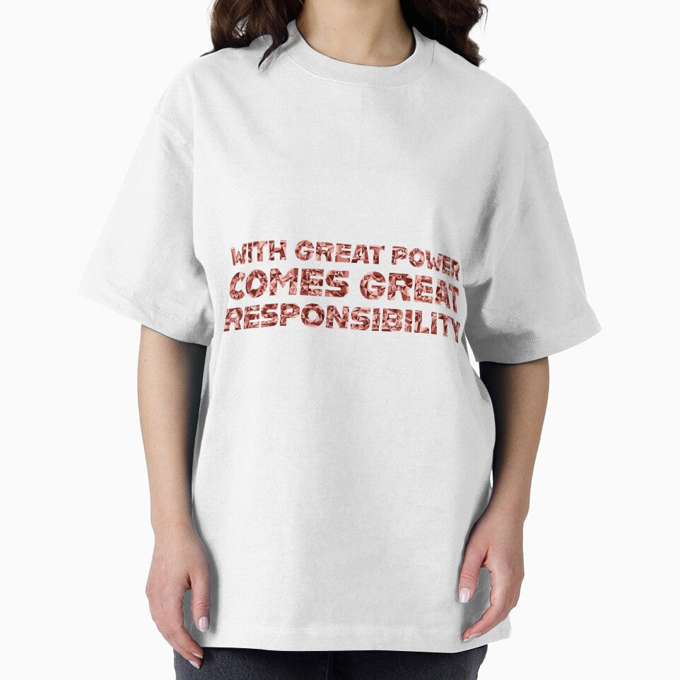 "With Great Power Comes Great Responsibilty" Inspirational Quote Red Triangular Mosaic Design