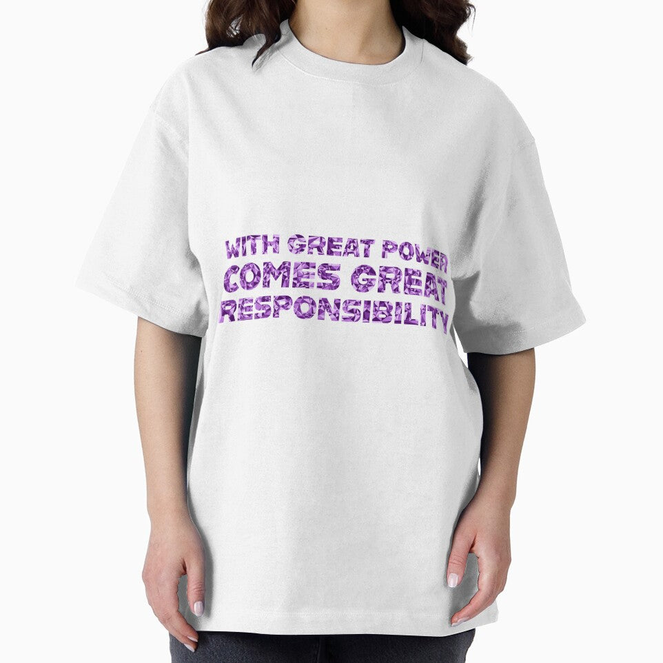 "With Great Power Comes Great Responsibilty" Inspirational Quote Purple Triangular Mosaic Design