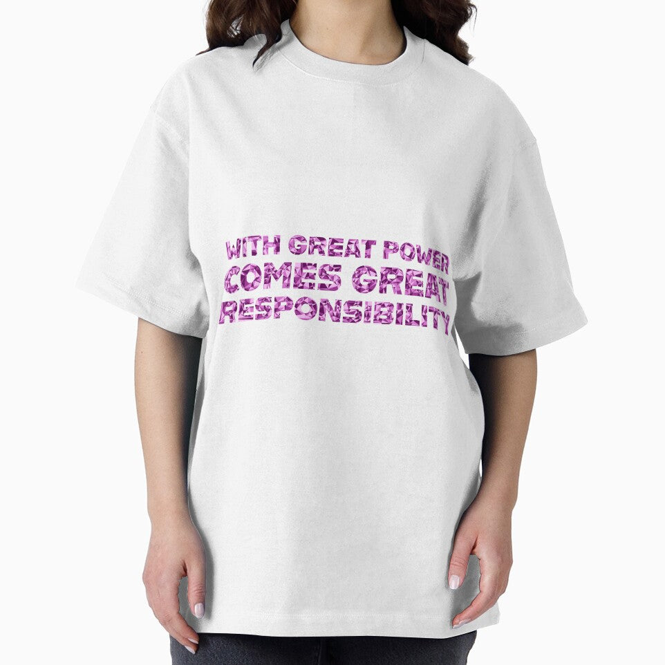 "With Great Power Comes Great Responsibilty" Inspirational Quote Pink Triangular Mosaic Design