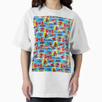 A Fun and Colorful Pattern Featuring Iconic Superheroe Spiderman and Action Phrases in Bright Comic Book Style