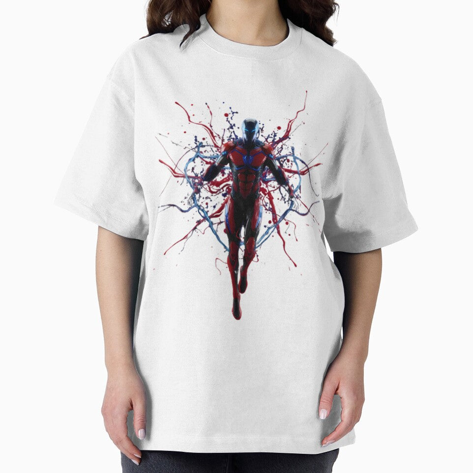 Red and Blue Energy Burst Armored Warrior